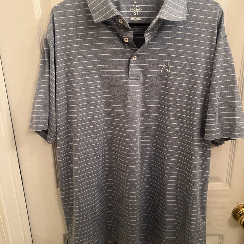 Rhoback Men's Gray Striped Polo Shirt Golf